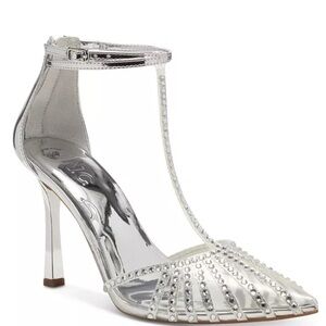 INC International Concepts Silver Strappy Heels